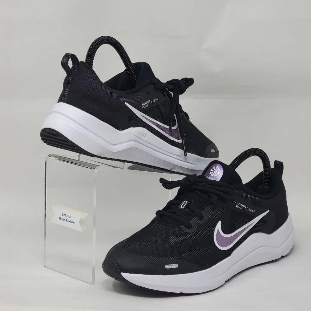 Nike Youth Size 6Y Downshifter 12 Running Shoes DM4194-003 Black White New